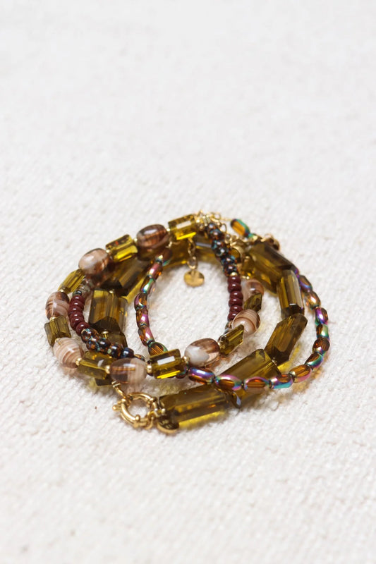 Shiny olijf armband goud Label Kiki