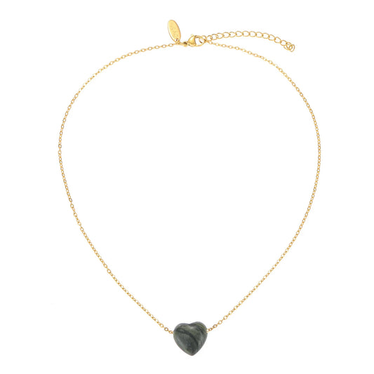 By Shir Ketting edelsteen hart groen Jaspis