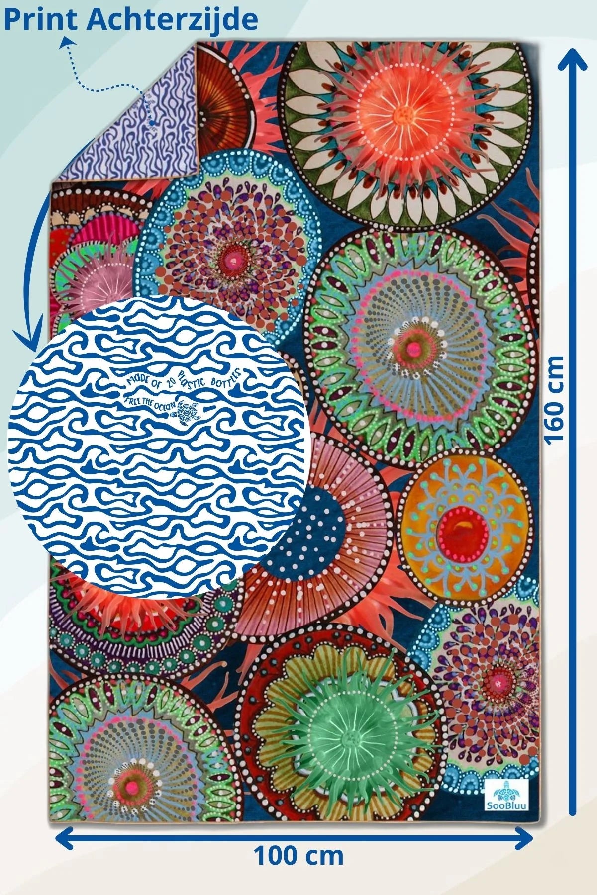 Soobluu strand en reis handdoek Anemon