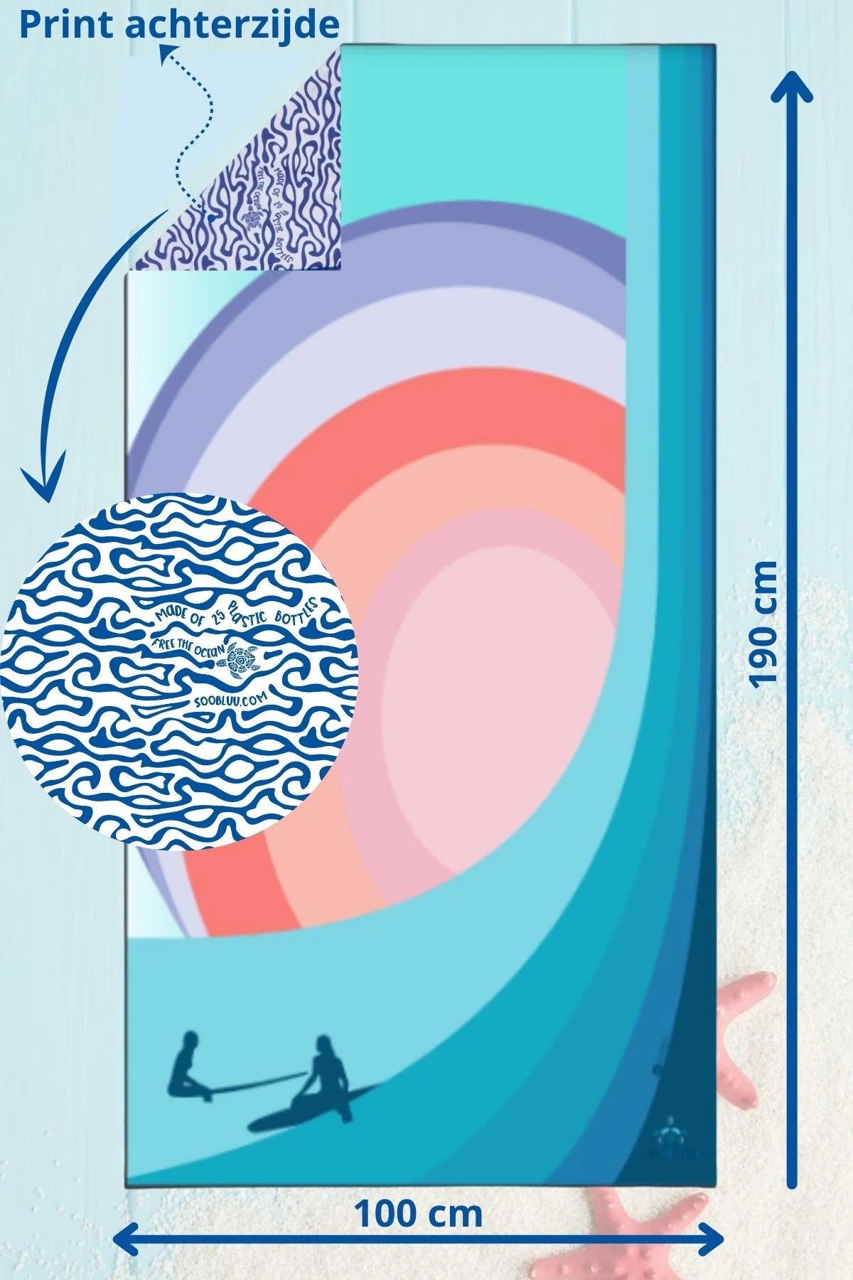 Soobluu strand en reis handdoek Sunsetwave