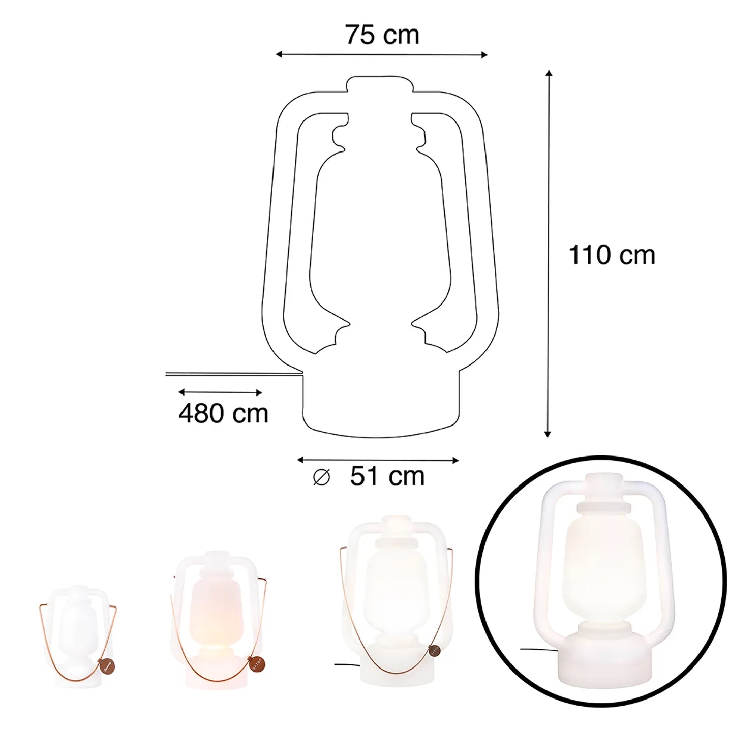 Vloerlamp wit 110 cm IP44- Storm Extra Large