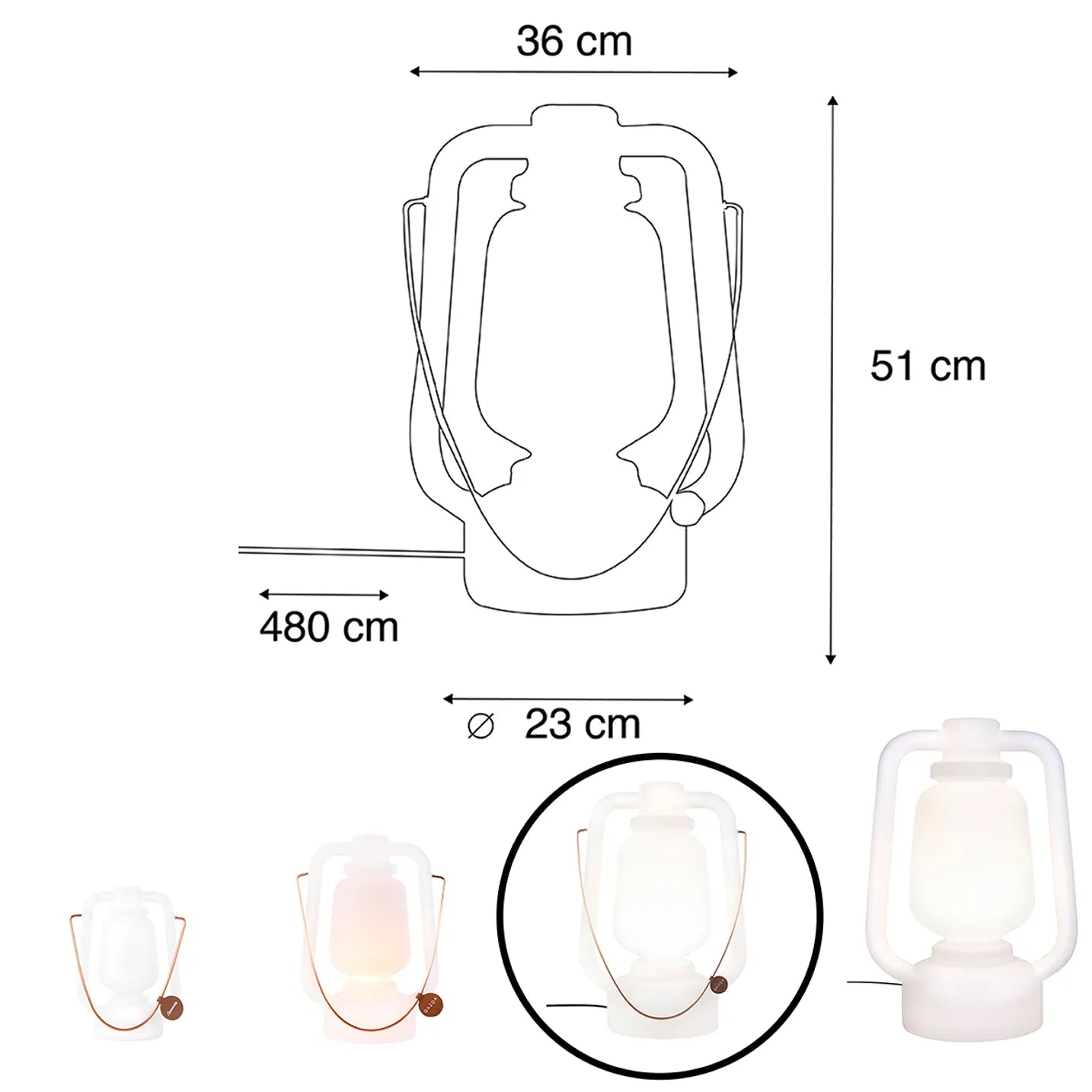 Vloerlamp wit 51 cm IP44 - Storm Large