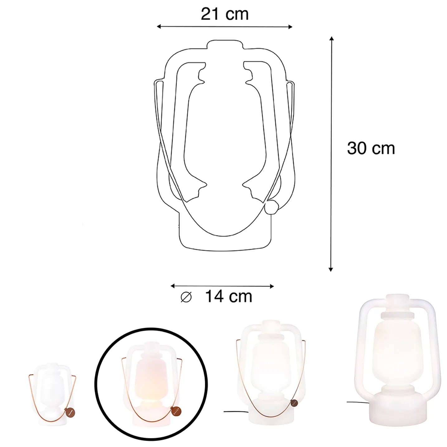 Tafellamp oplaadbaar 30 cm IP44 wit - Storm Small