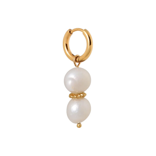 Belle pearl hoop gold Label Kikik