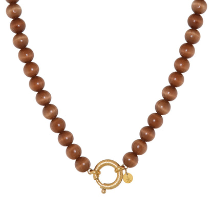 Brown cat eye snake necklace gold Label Kiki