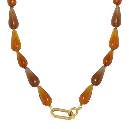 Bruine drup ketting goud Label kiki