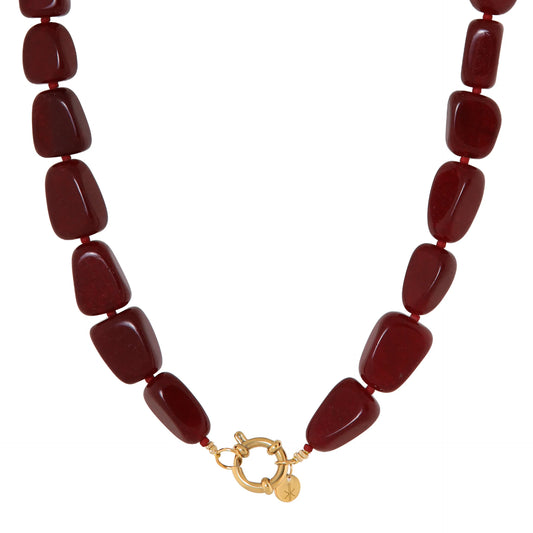 Burgundy necklace gold Label Kiki
