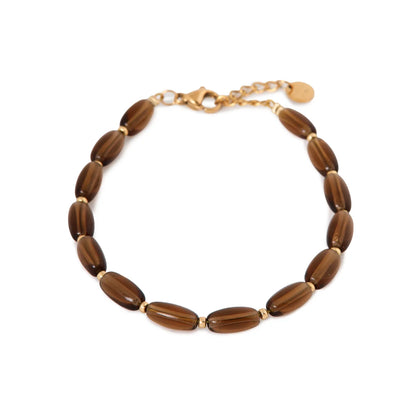 Chocolate beads bracelet gold Label Kiki