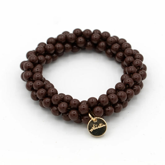 Stiekie Bold Choco – Bold Kralen Haarelastiek & Armband