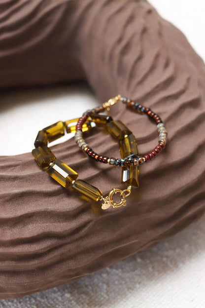 Shiny olive bracelet gold Label Kiki