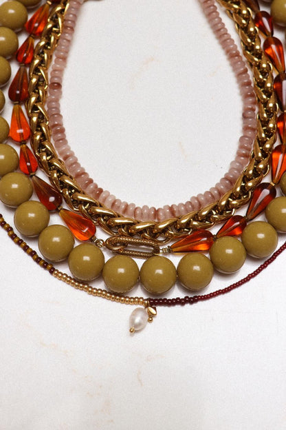 Oxblood long necklace gold Label Kiki