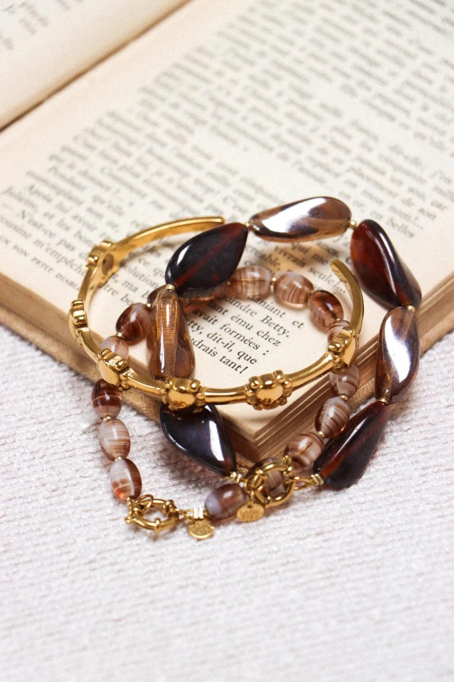 Double brown bracelet gold Label Kiki