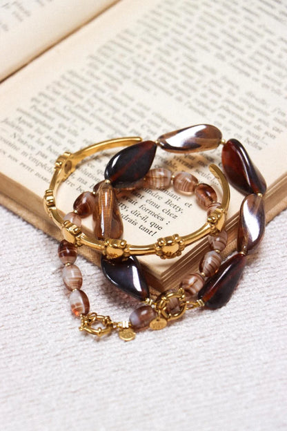 Double brown bracelet gold Label Kiki