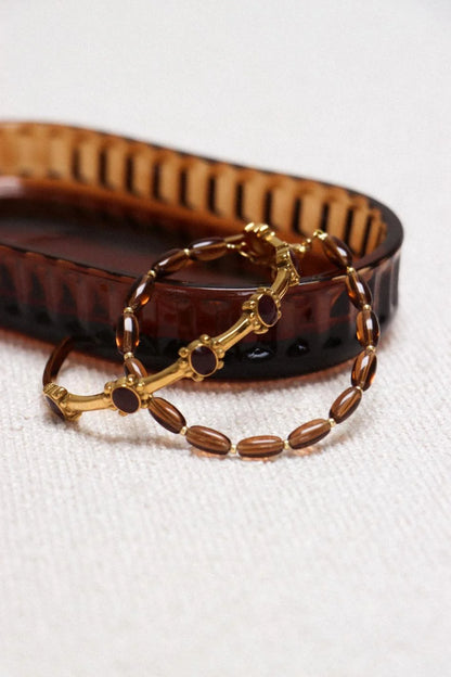 Chocolate beads bracelet gold Label Kiki