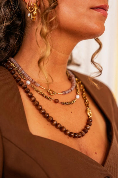 Satin twist necklace gold Label Kiki