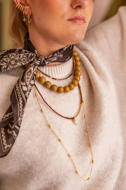 Oxblood long necklace gold Label Kiki