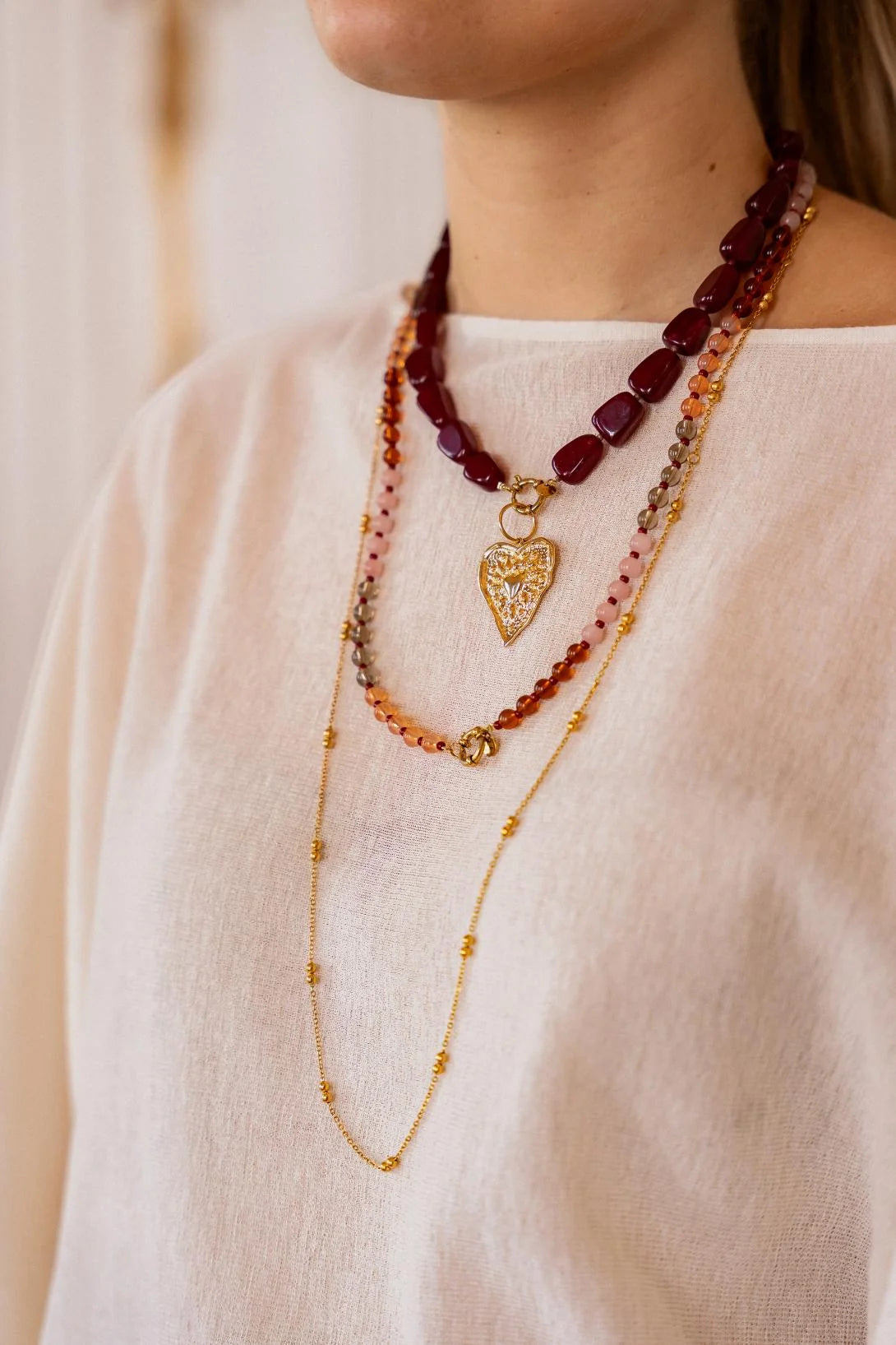 Burgundy necklace gold Label Kiki