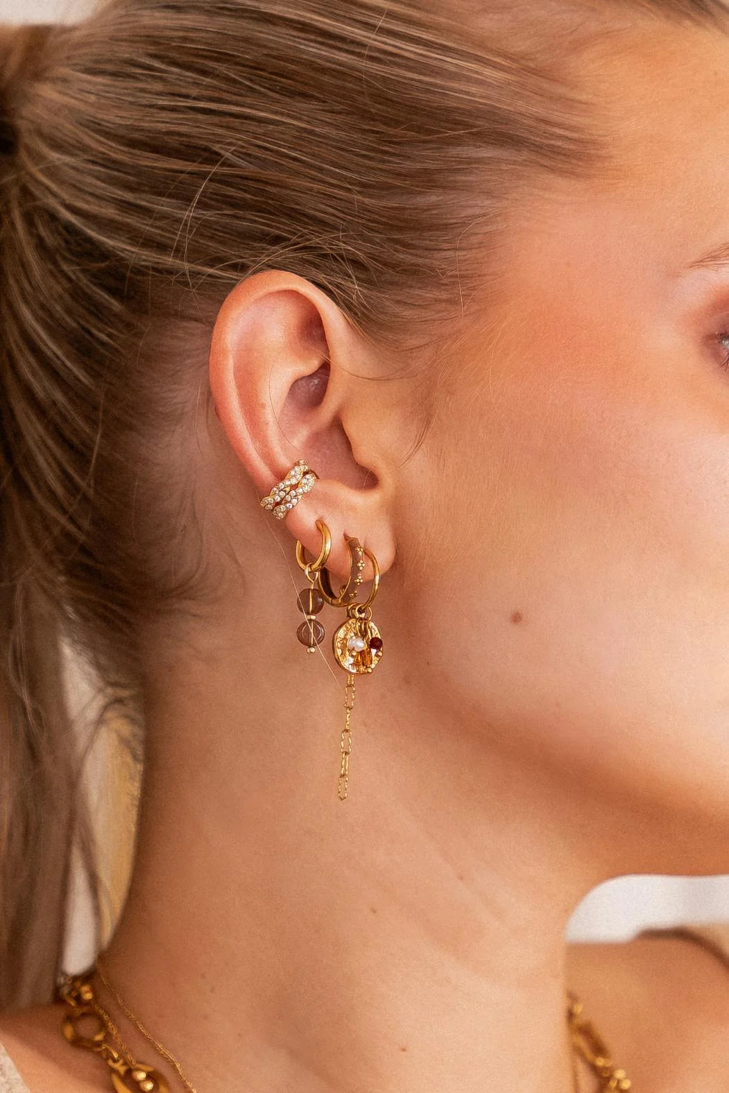 Coin long hoop gold Label Kiki