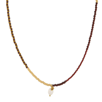 Oxblood long necklace gold Label Kiki