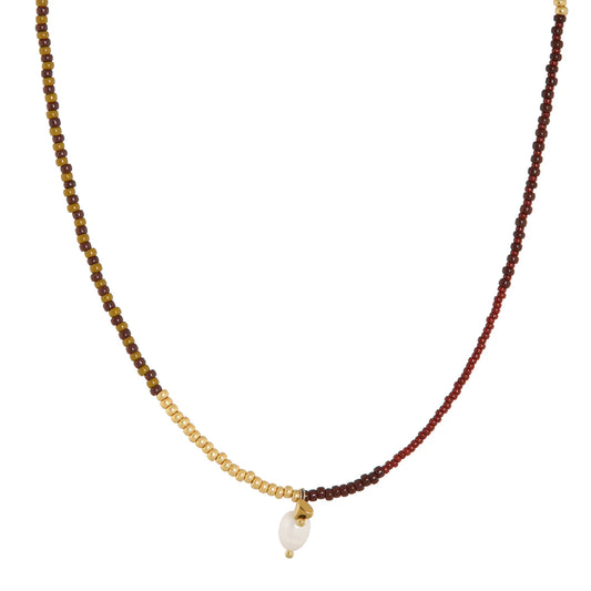 Oxblood long necklace gold Label Kiki