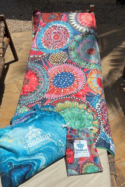 Soobluu strand en reis handdoek Anemon