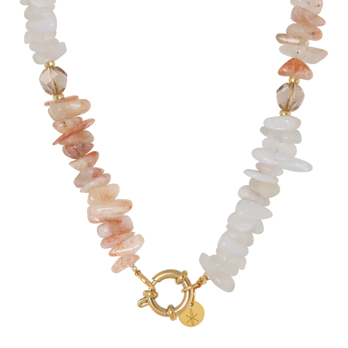 Beige rock ketting goud label kiki