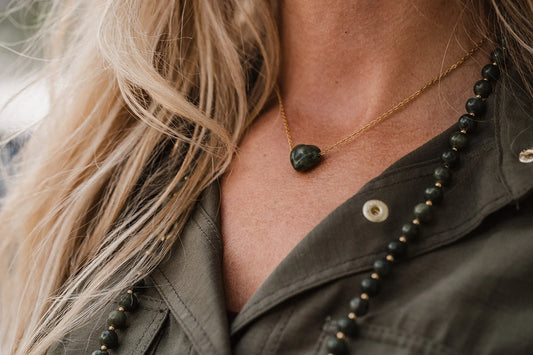 By Shir Ketting edelsteen hart groen Jaspis