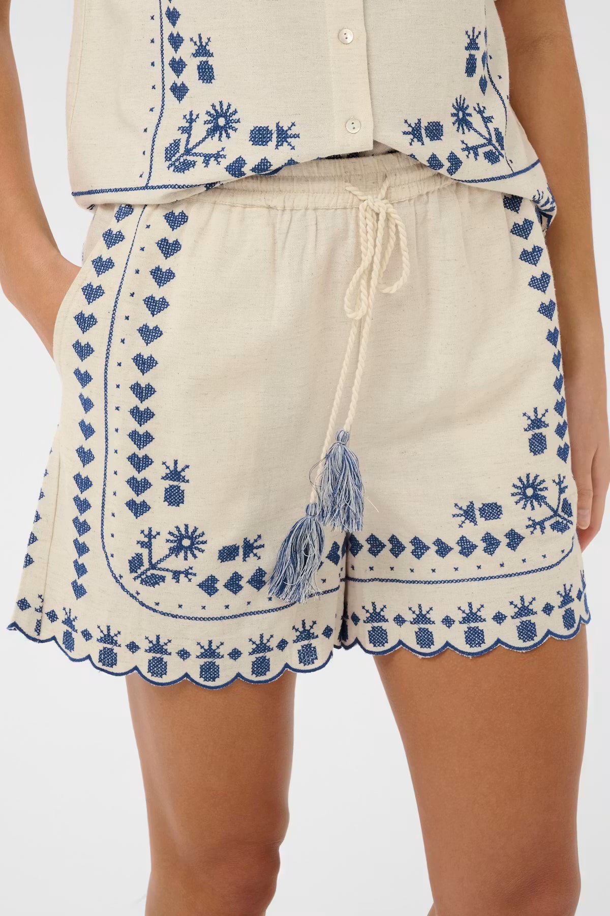 Geborduurde short Saint Tropez