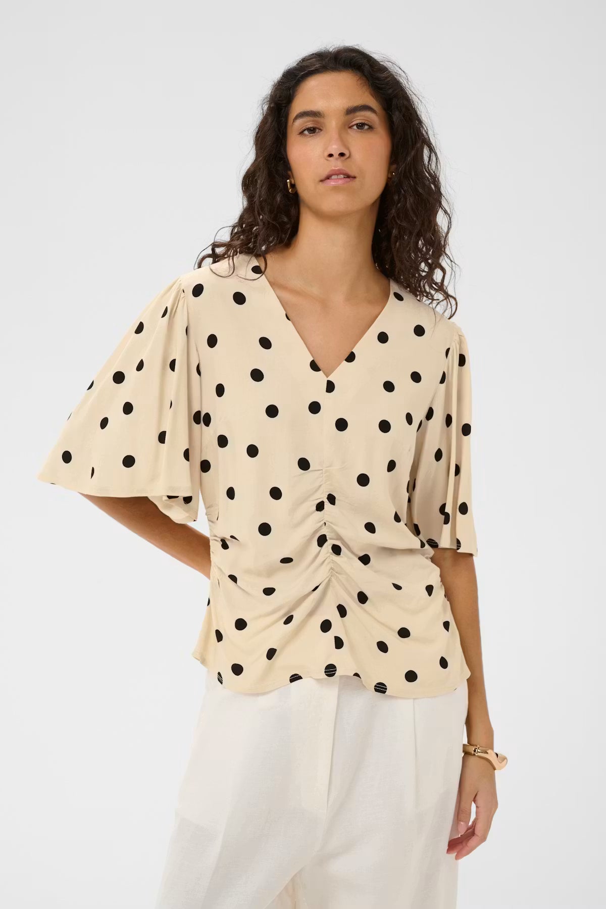 Beige polkadot blouse Soaked