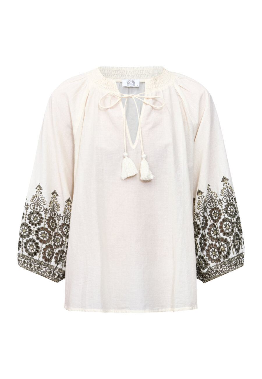 Love & Divine Blouse met geborduurde mouwen