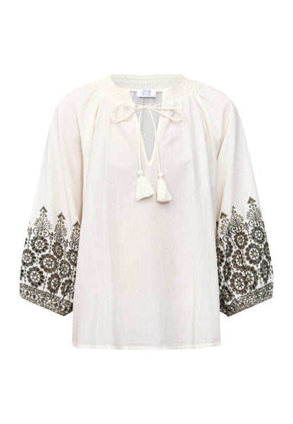 Love & Divine Blouse met geborduurde mouwen