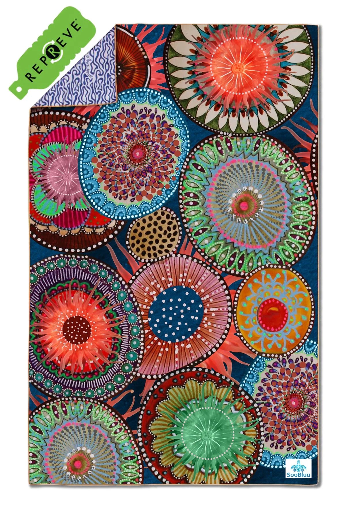 Soobluu strand en reis handdoek Anemon