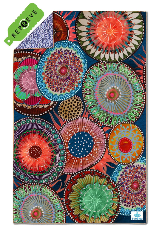 Soobluu strand en reis handdoek Anemon