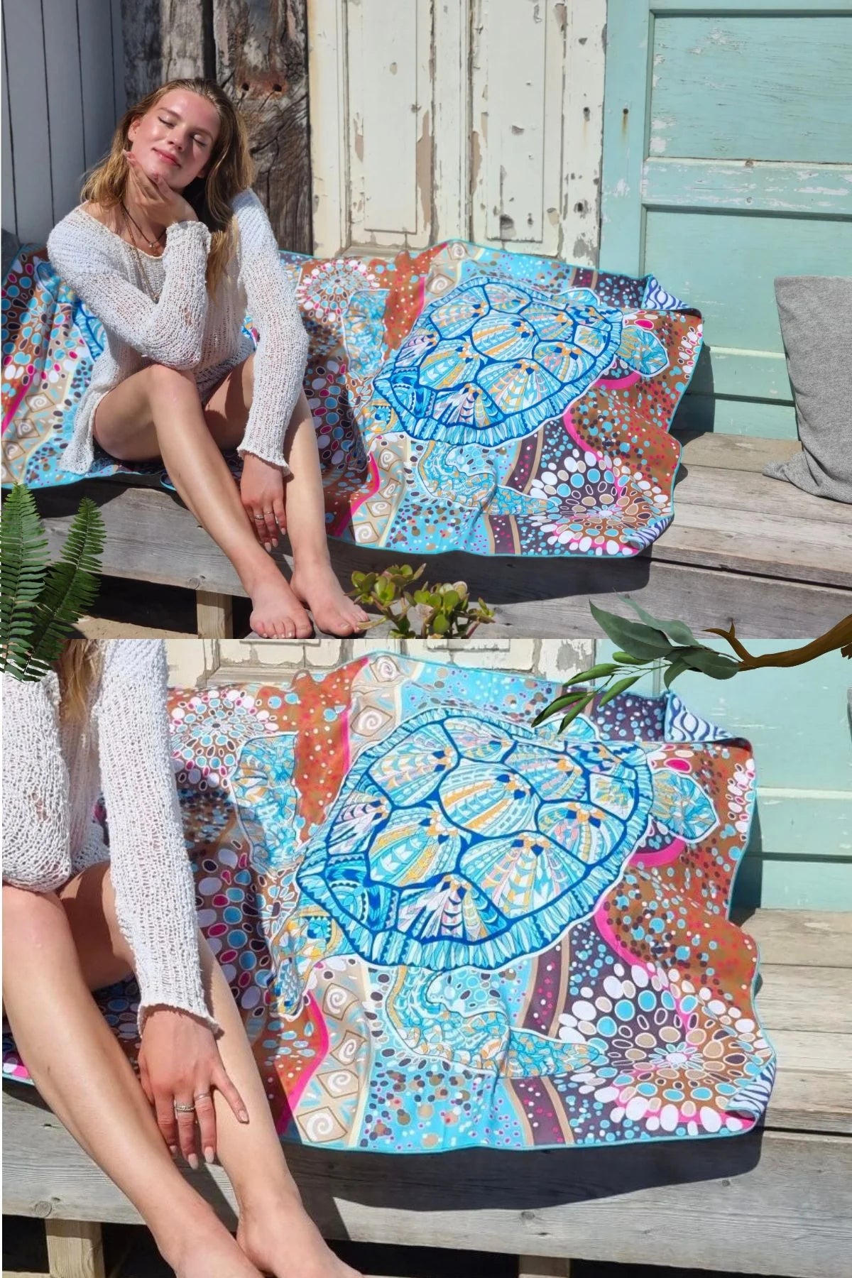 Soobluu strand en reis handdoek turtle