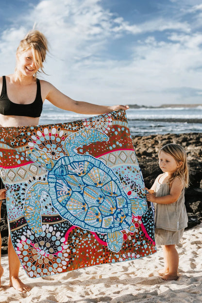 Soobluu strand en reis handdoek turtle