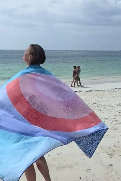 Soobluu strand en reis handdoek Sunsetwave