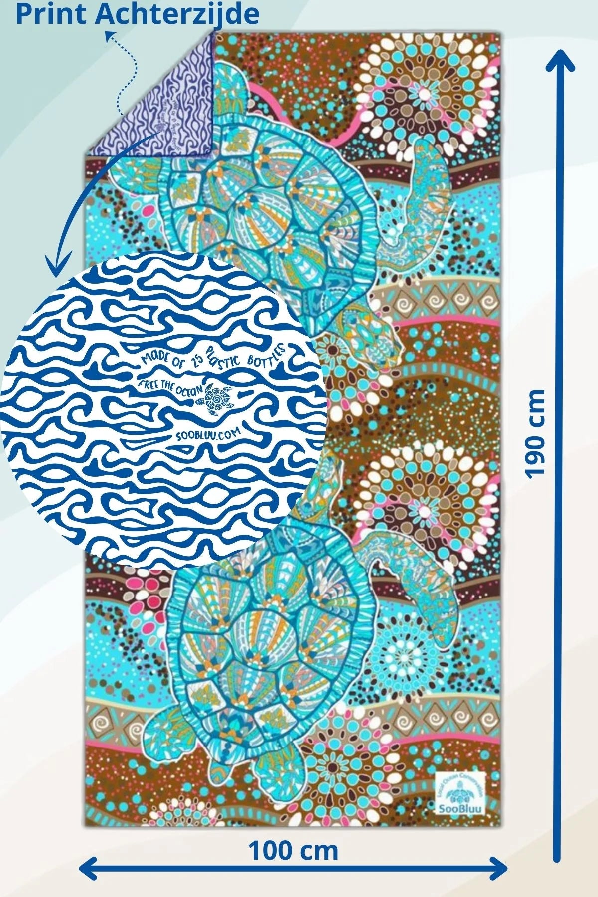 Soobluu strand en reis handdoek turtle