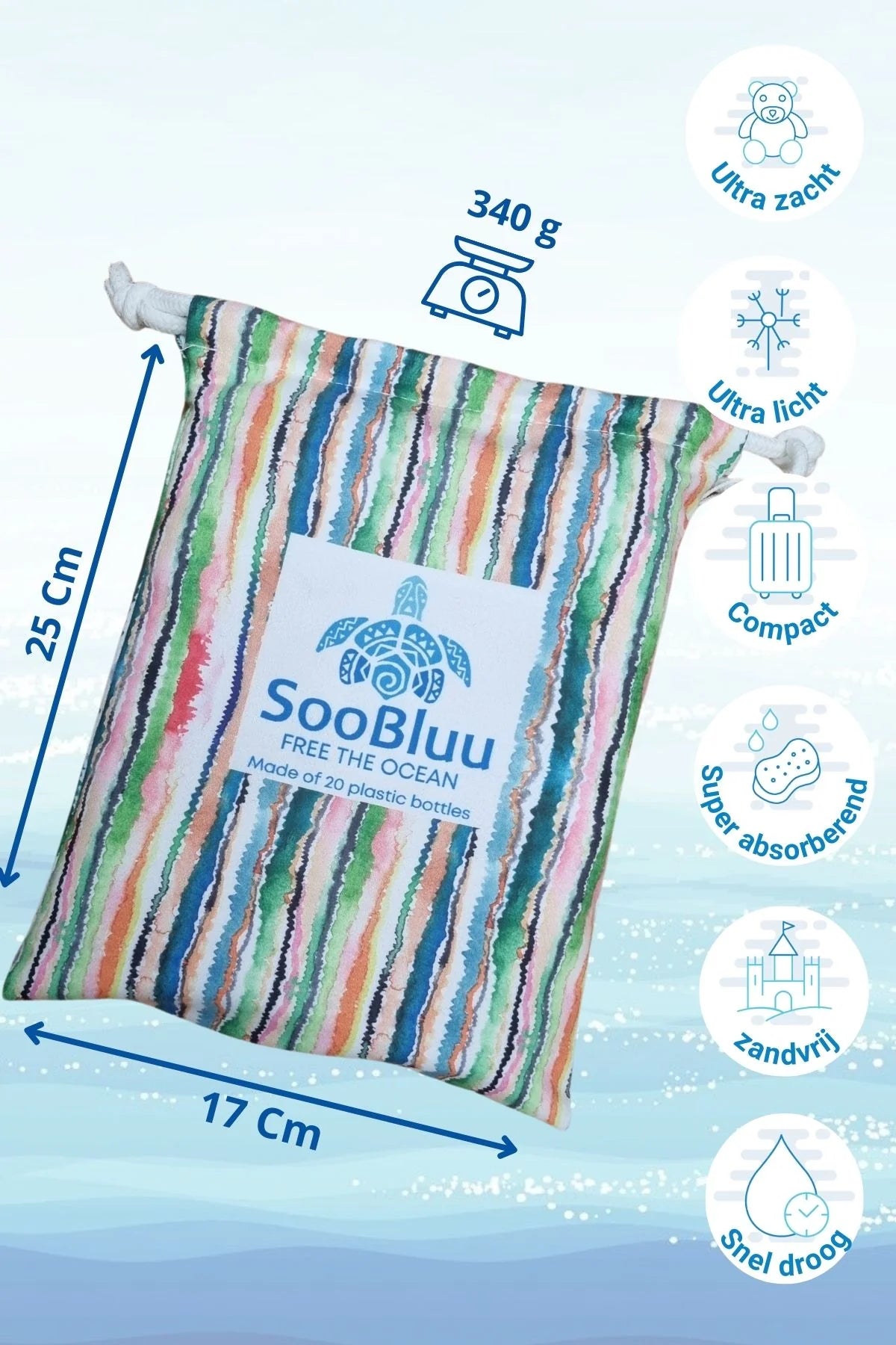 Soobluu strand en reis handdoek Wavy